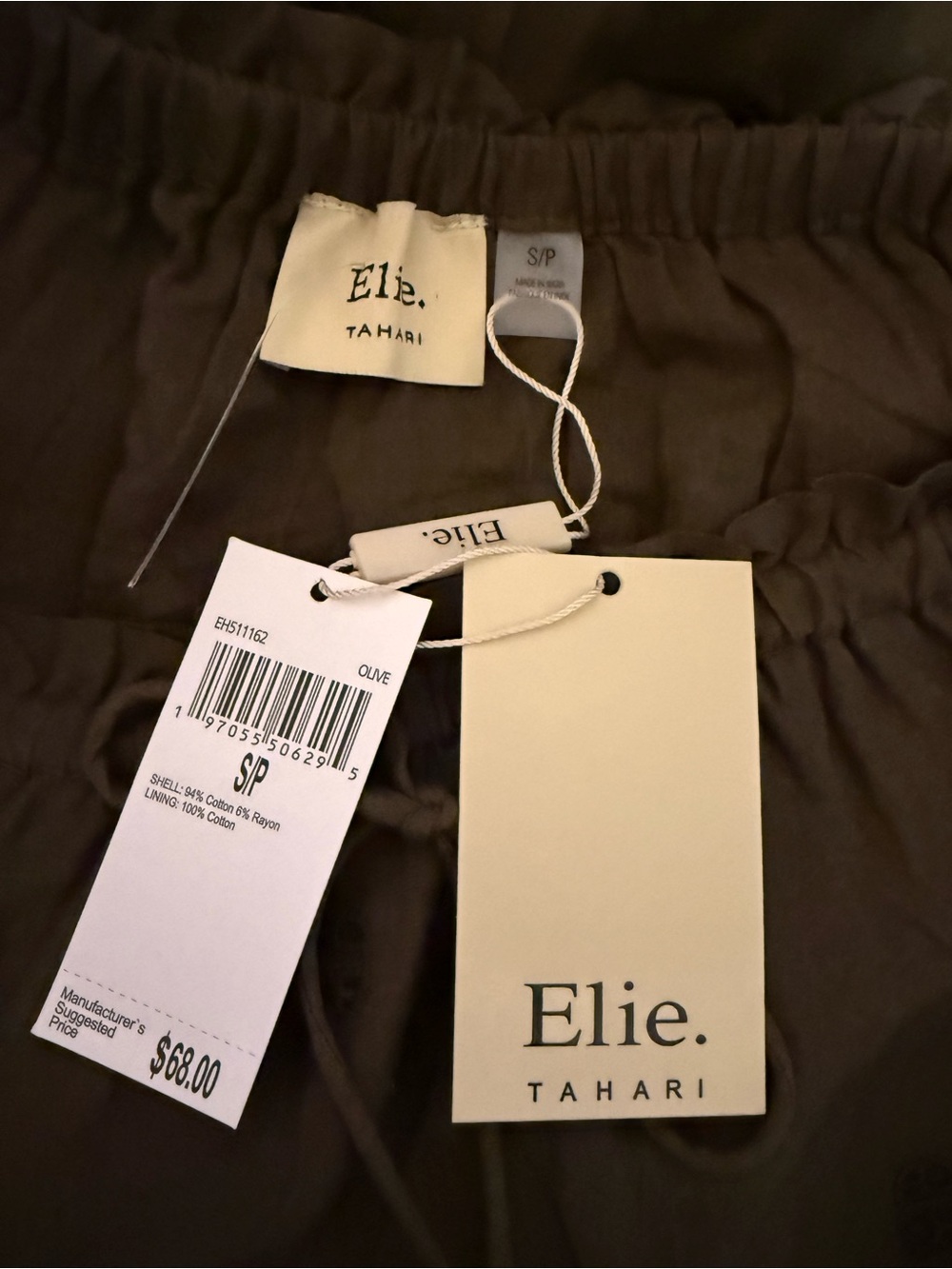 NWT Elie Tahari tiered eyelet maxi skirt in olive/army green. - Picture 4 of 5